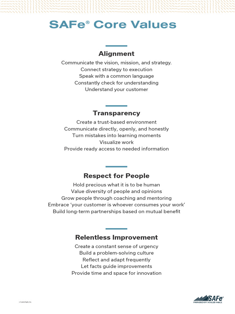 SAFe Core Values Poster 6.0 24x36 | PDF