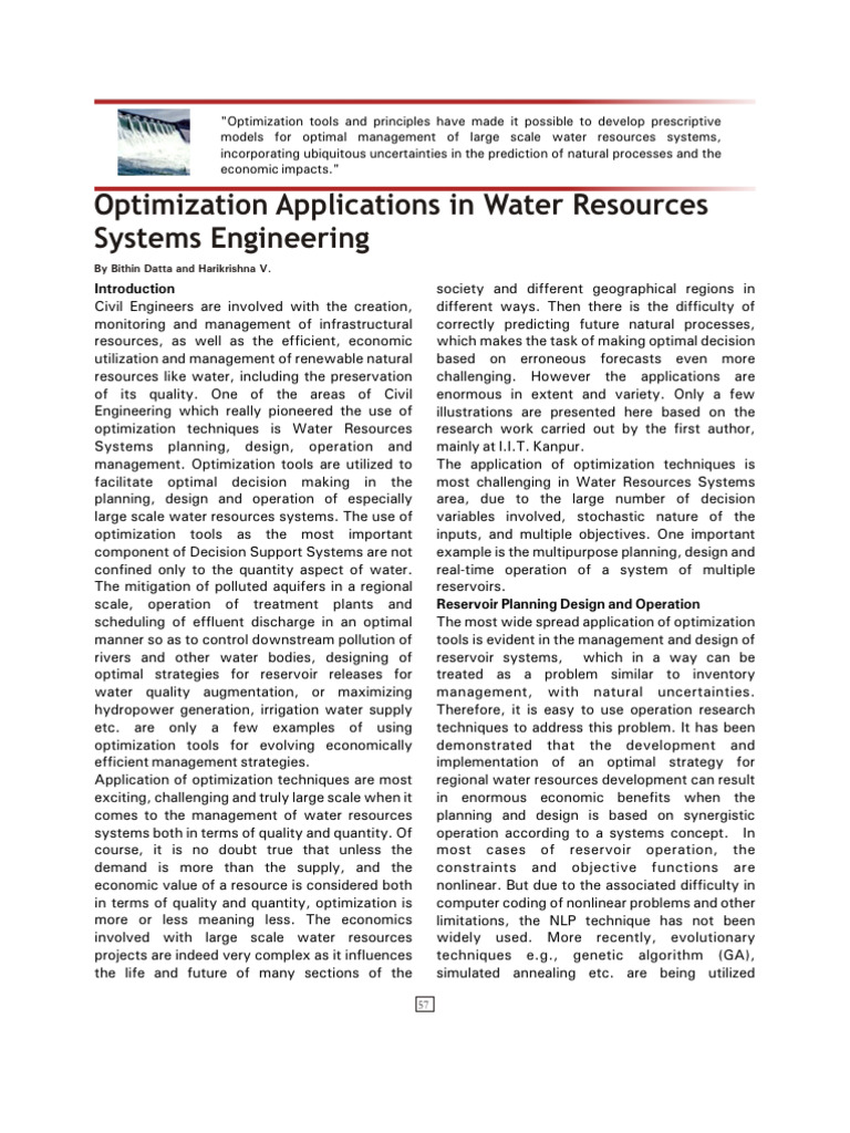 Optimization in Water Resources | Download Free PDF | Mathematical ...