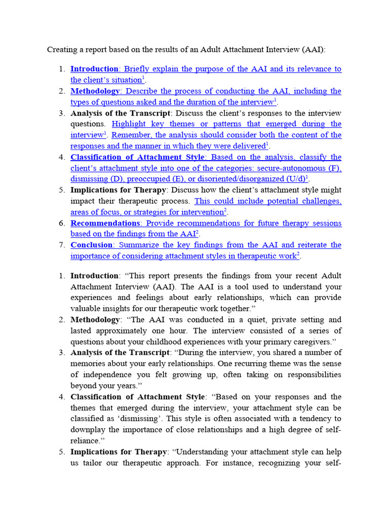 Adult Attachment Interview Report | PDF | Attachment Theory | Anxiety