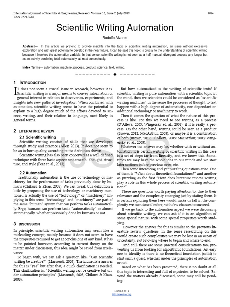 Scientific Writing Automation Insights | PDF | Science | Automation