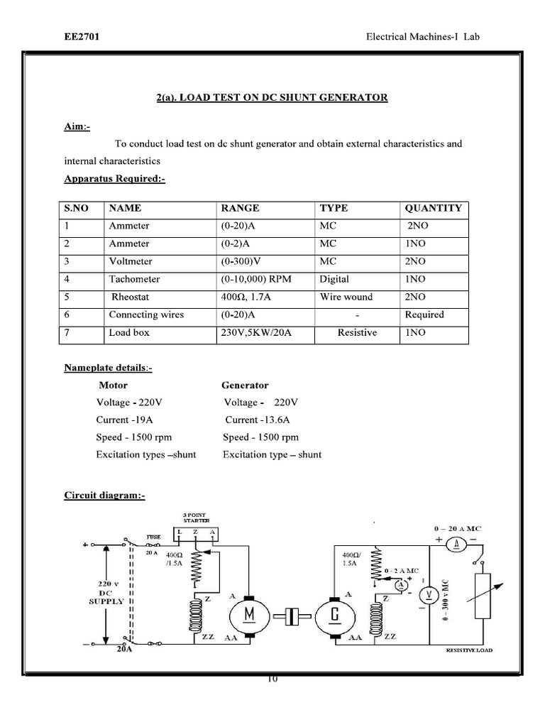 Load test on dc shun generator pdf