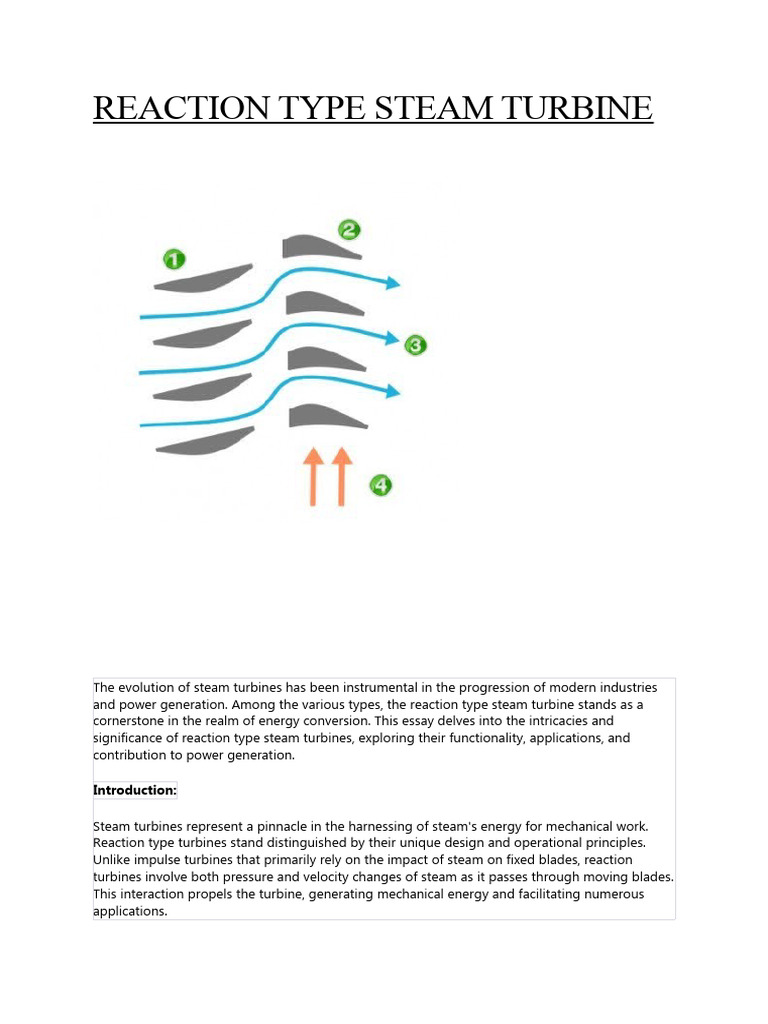Reaction Type Steam Turbines Explained | PDF | Turbine | Electricity ...