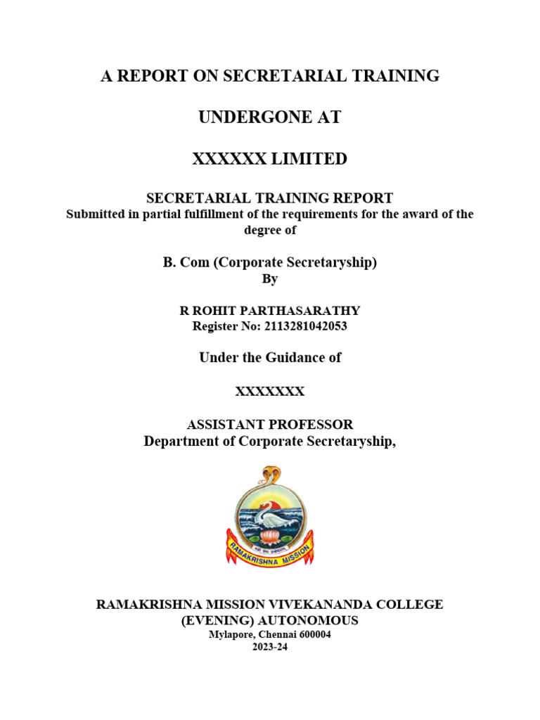 Secretarial Training at Equitas Bank | PDF