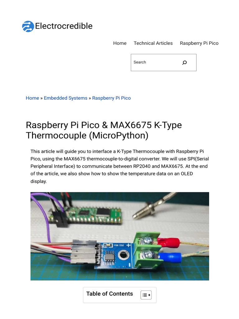 Raspberry Pi Pico & MAX6675 K-Type Thermocouple (MicroPython) | PDF ...