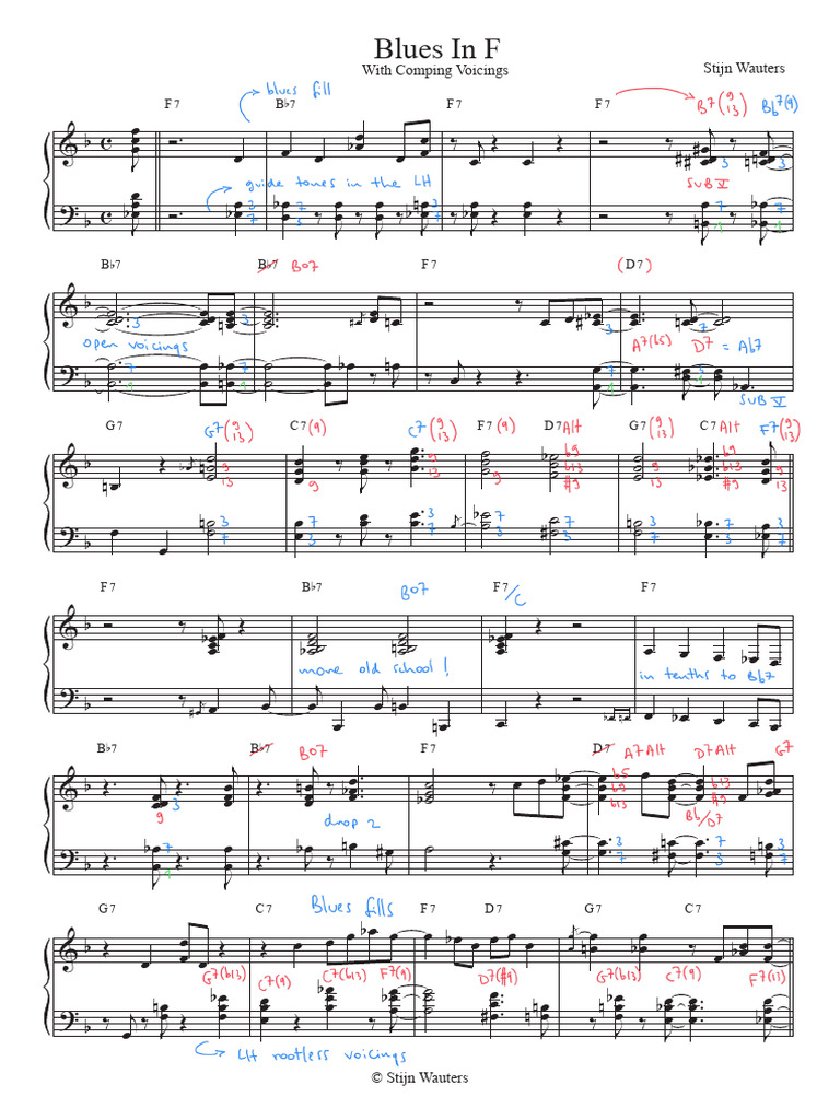 Blues in F - Comping Voicings (带注释) | PDF