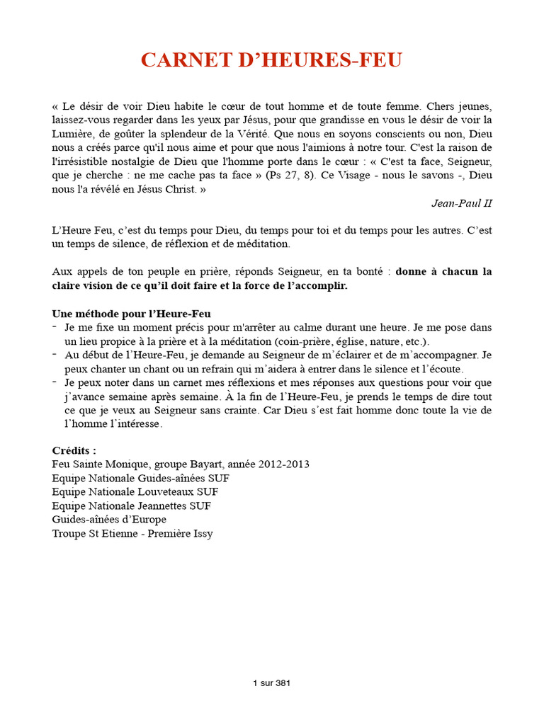 Carnet D'heures Feu V1, PDF, Amour