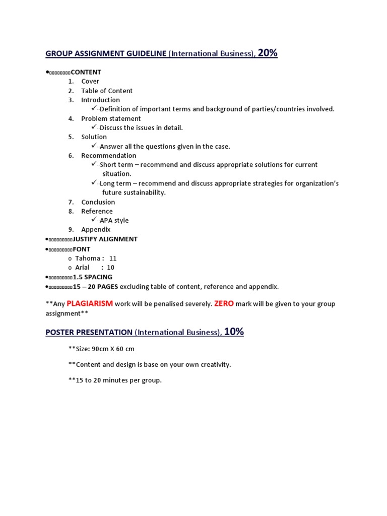 Group Assignment Guideline | PDF | Career & Growth | Finance & Money ...