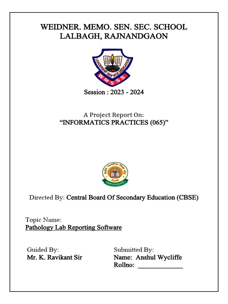 Patholab Software - My School Project | PDF | My Sql | Data Management