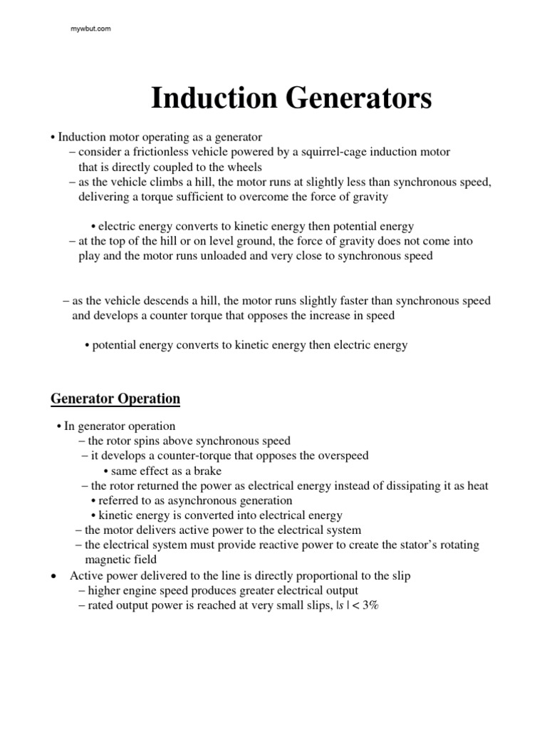 13.induction Generators PDF Electric Motor Electric Generator