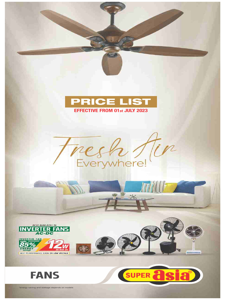 Ceiling Fan Price List 2023 | PDF | Manufactured Goods | Electrical ...