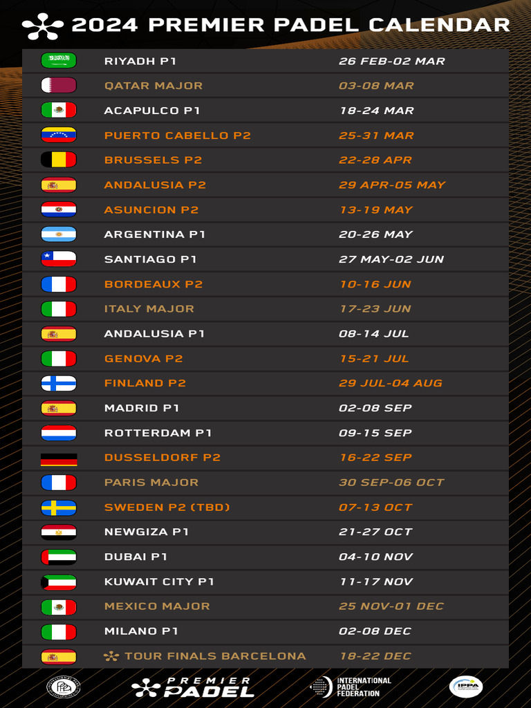2024 Premier Padel Calendar Mobile PDF