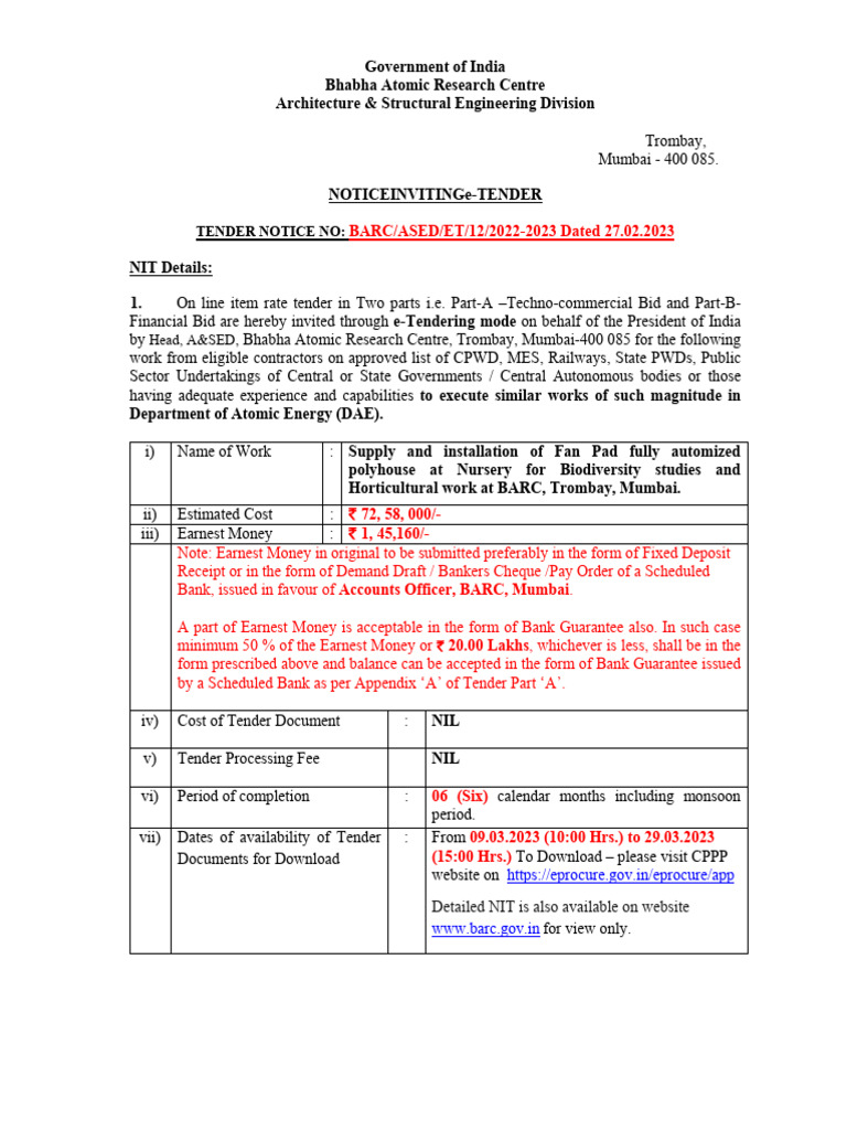 e-Tender Notice for Polyhouse Installation | PDF | Banks | Business