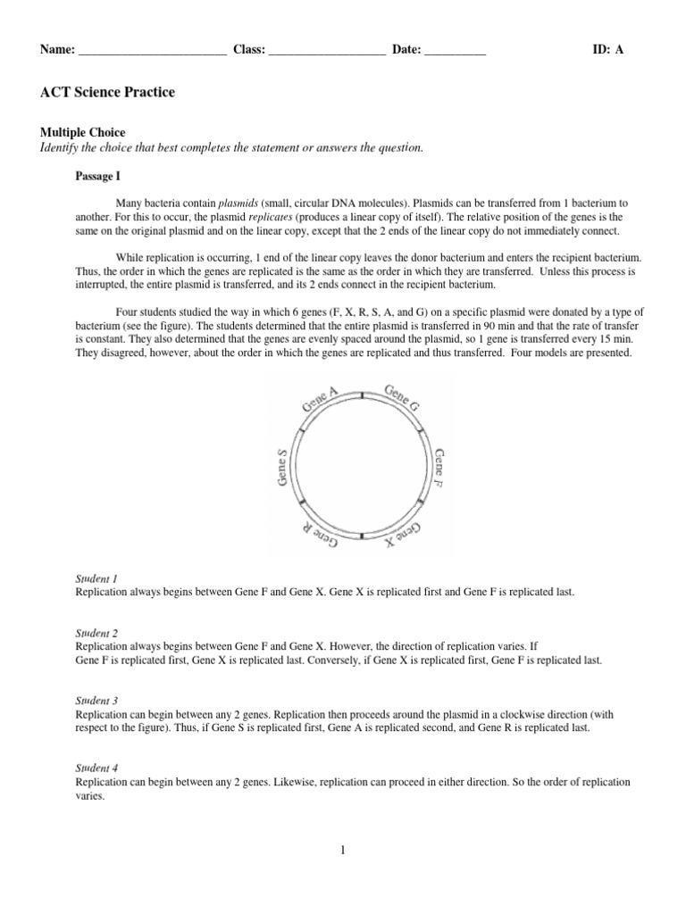 ACT Science Practice Test | PDF | Capacitor | Plasmid