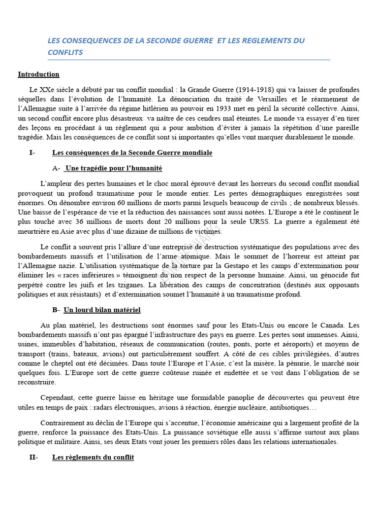 Les Consequences de La Seconde Guerre Et Les Reglements Du Conflit 09 ...