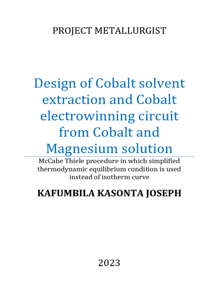 Cobalt Electrowinning Design Procedure | PDF | Chemical Equilibrium | Ph