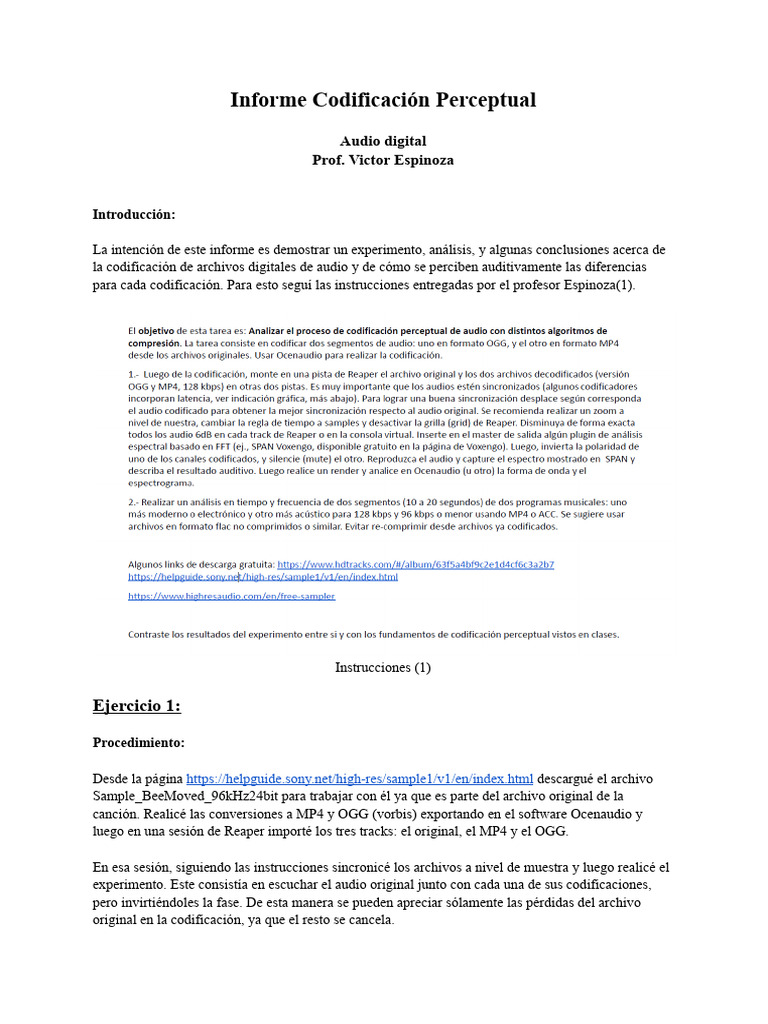 Análisis de Codificación de Audio Digital | PDF | Compresión de datos