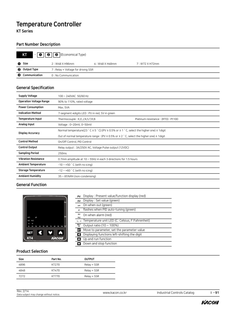 KT Series Temperature Controller Manual | PDF | Electrical Engineering ...