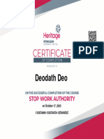 Stop Work Authority Certificate Stop Work Authority Deodath Deo PDF