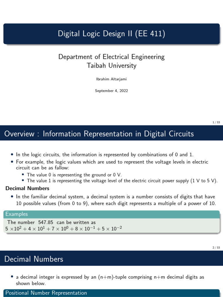 Digital Design II Slides 1 2 | PDF | Mathematics | Mathematical Logic