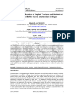 Communication Barriers of English Teachers and Students at  Private and Public Sector Intermediate Colleges