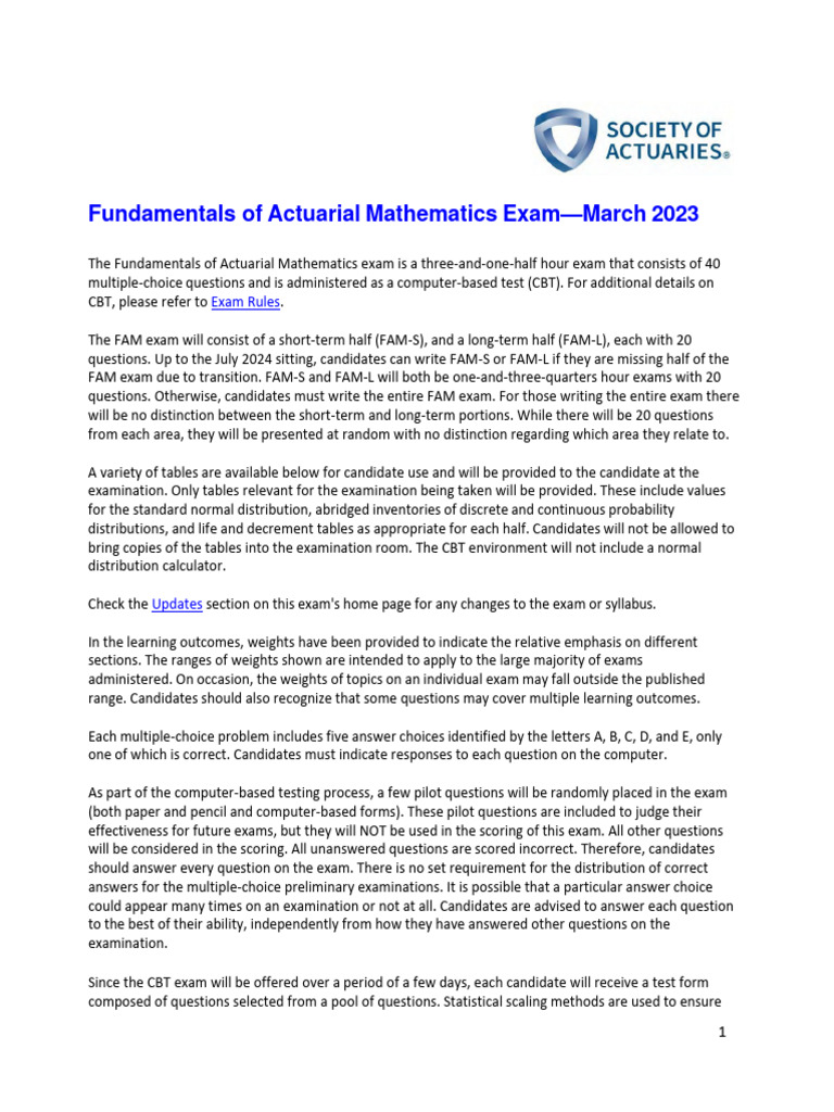 2023 03 Exam Fam Syllabus | PDF | Insurance | Risk