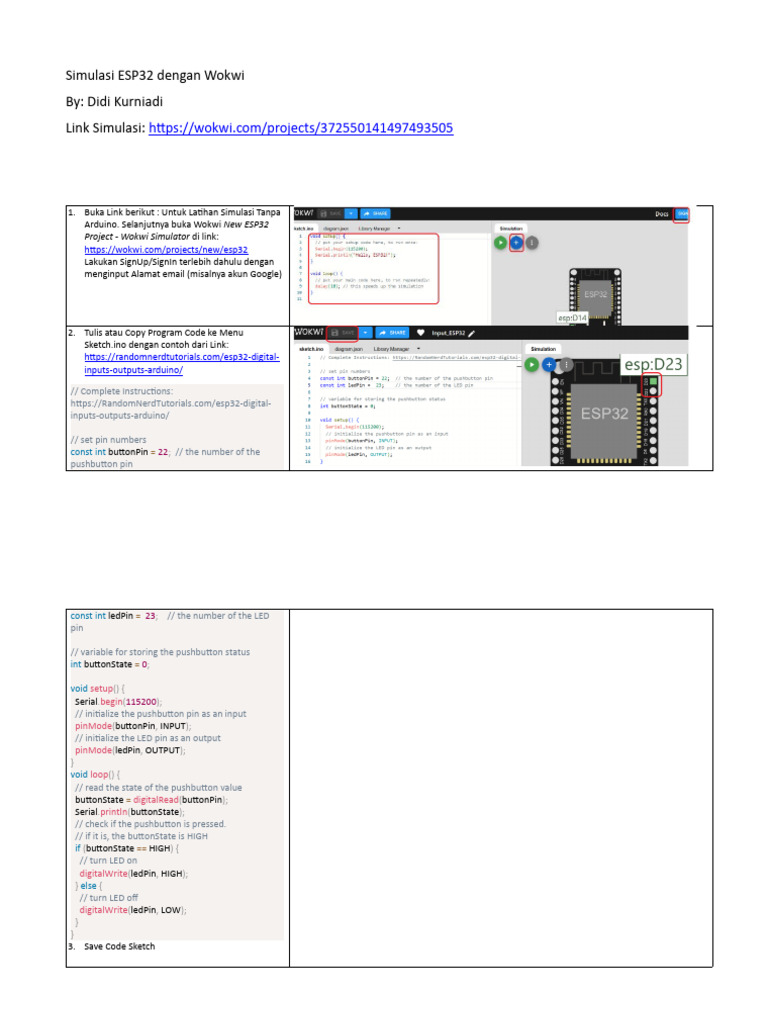 Simulasi ESP32 Dengan Wokwi | PDF