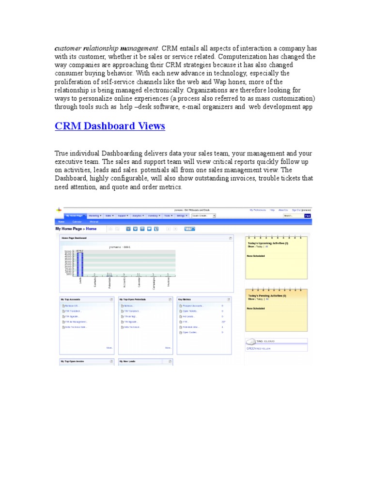 Overview of CRM Modules and Features | PDF | Customer Relationship ...