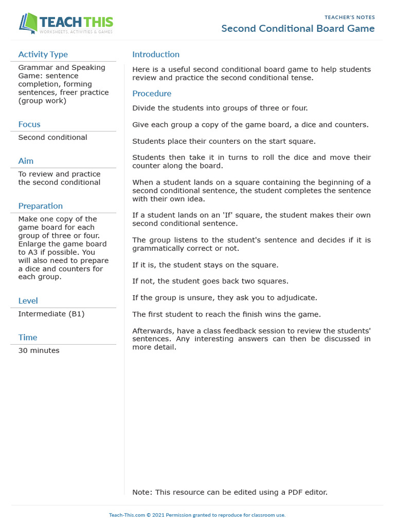 Second Conditional Board Game | PDF | Linguistics | Human Communication