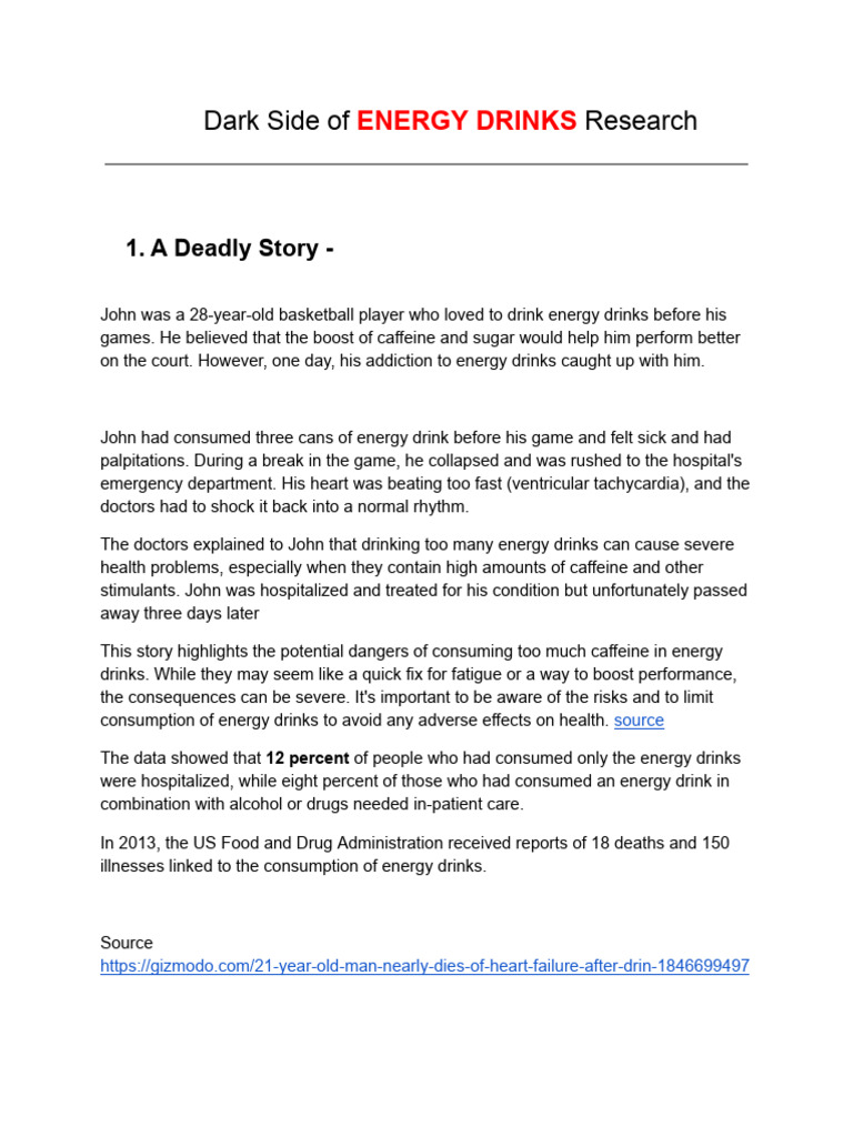 Reality of Energy Drinks Research Paper PDF Caffeine Heart Rate