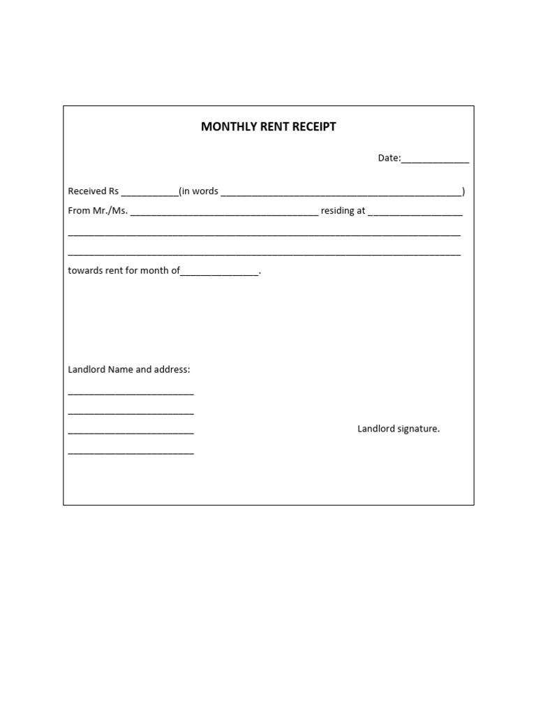 Monthly Rent Receipt | PDF