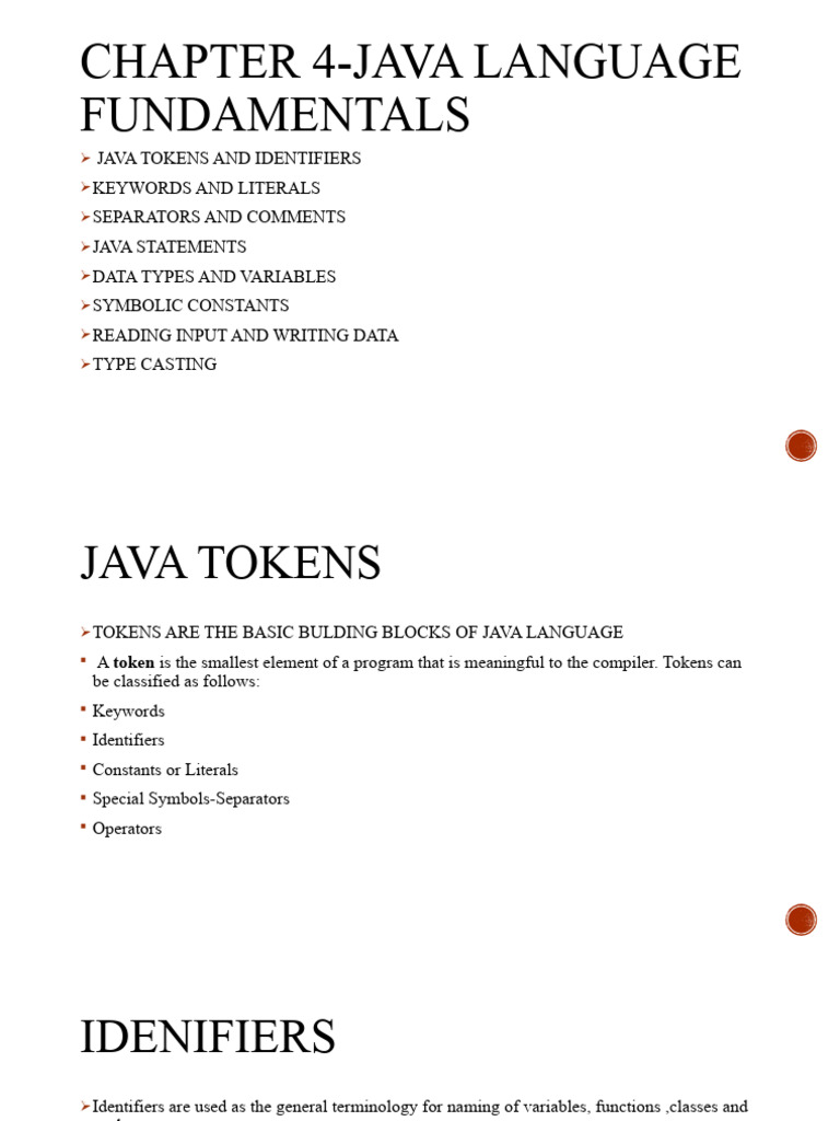 Java tokens and type casting pdf