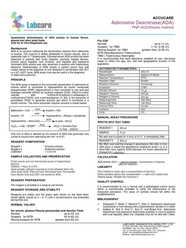 ADA Insert With Calibrator | PDF | Biochemistry | Chemistry