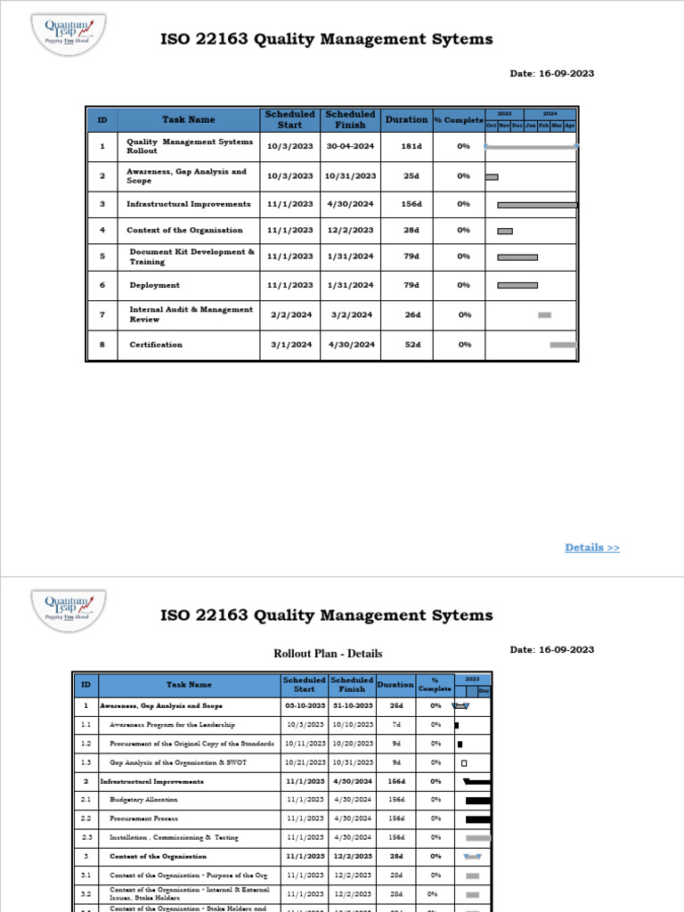 IRIS 22163 - Roadmap | PDF | Quality Management System | Quality Management