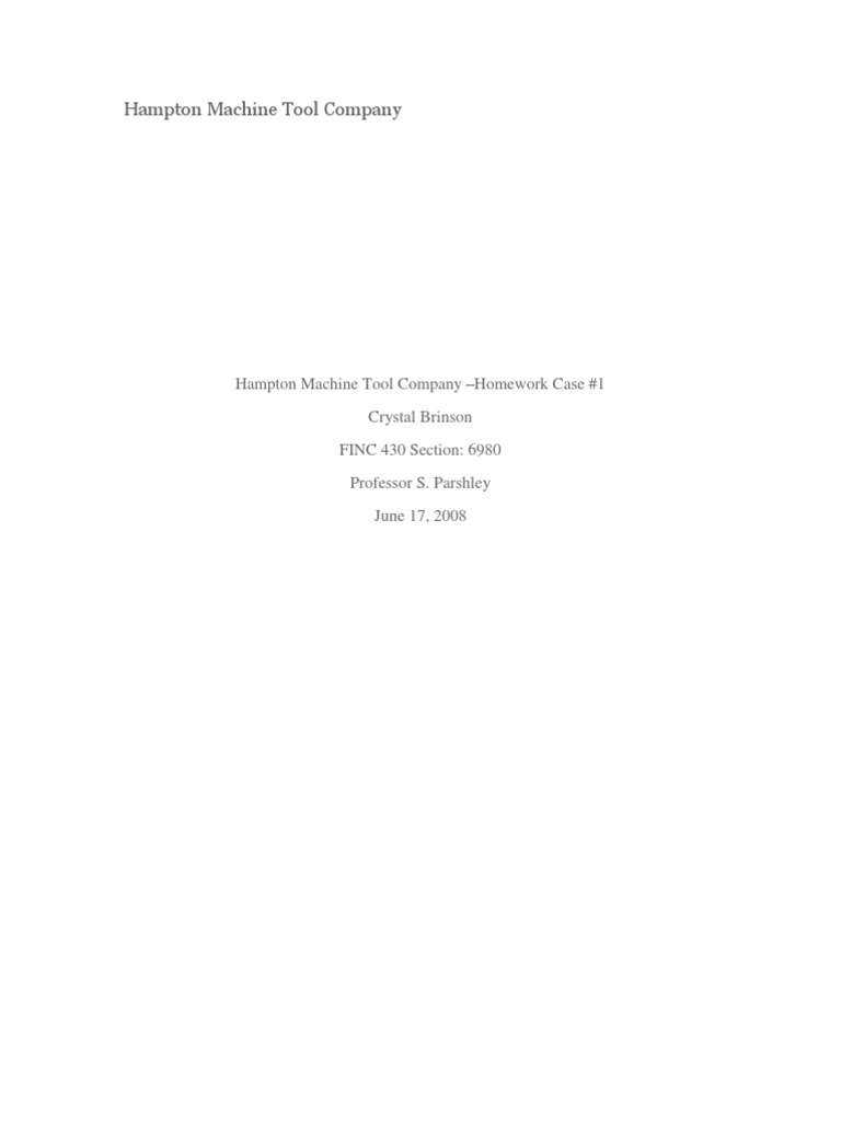 Hampton Machine Tool Company PDF Dividend Loans