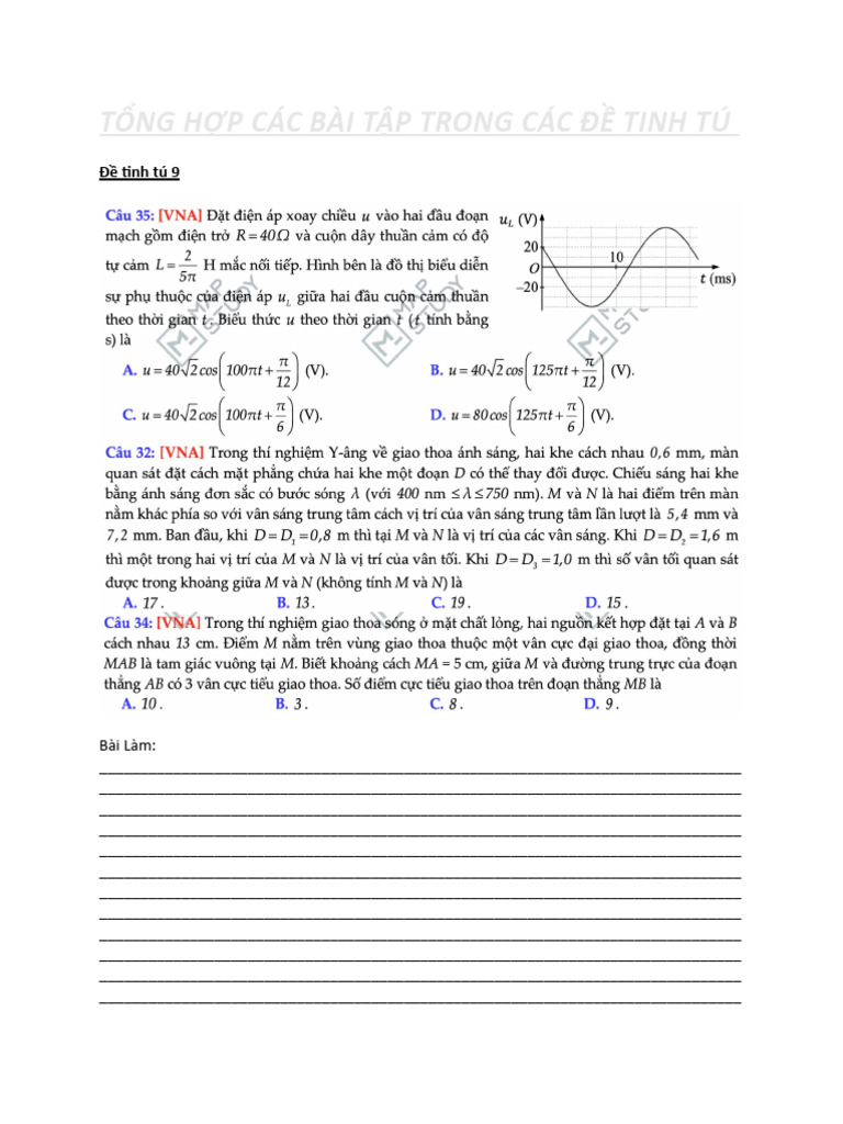 TỔNG HỢP CÁC BÀI TẬP TRONG CÁC ĐỀ TINH TÚ | PDF