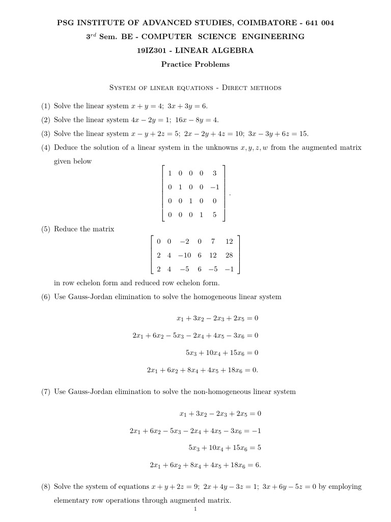 Practice Problems | PDF | System Of Linear Equations | Interpolation