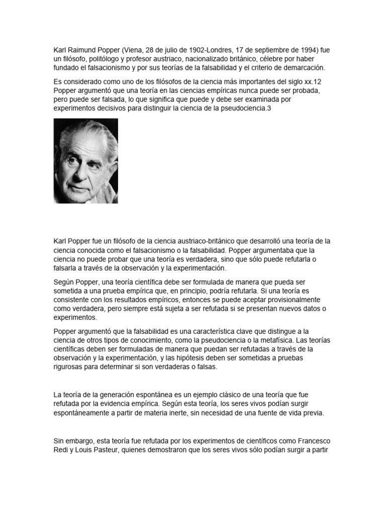 Falsacionismo de Karl Popper en Ciencia | PDF | Filosofía