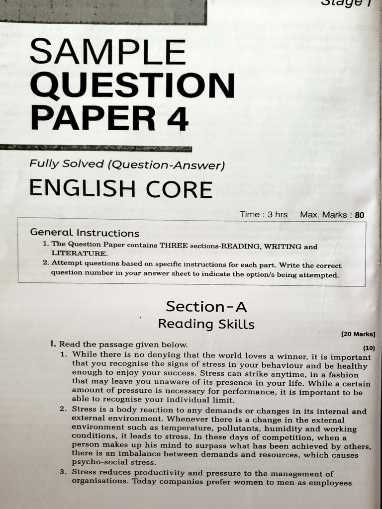 Xii English Sample Paper | PDF