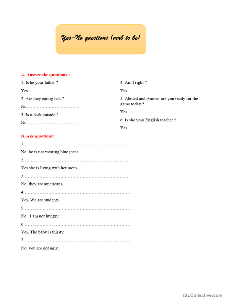 Yes/No Questions with Verb 