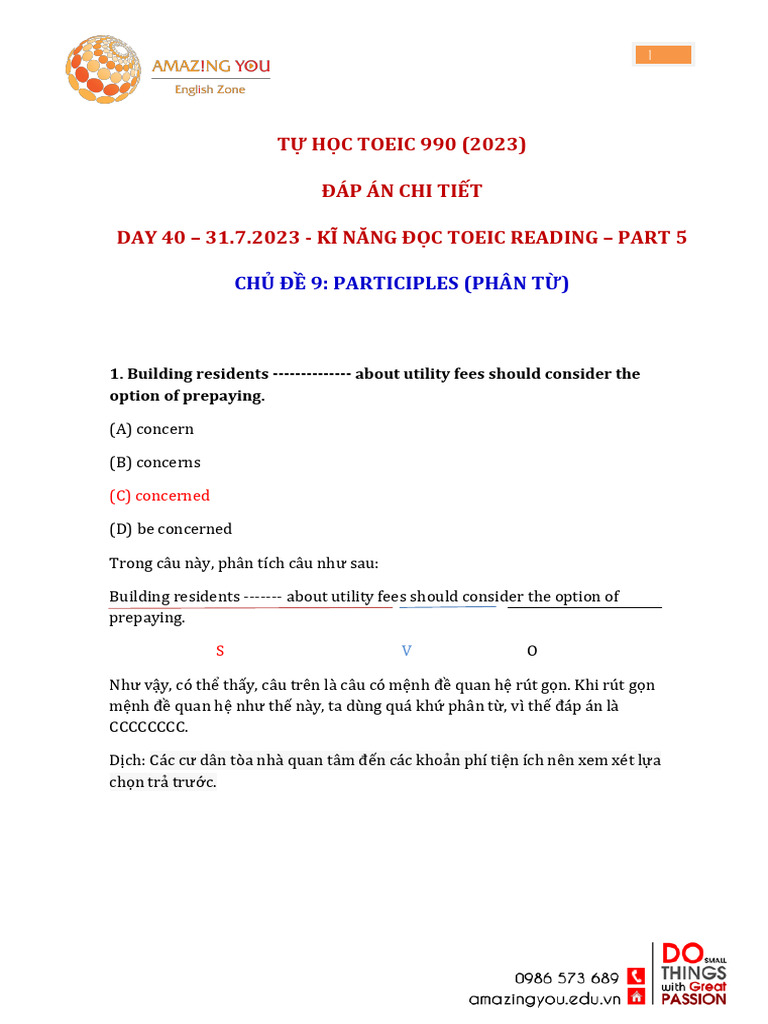 Toeic Reading Part 5 Practice