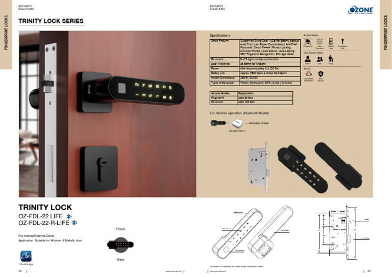 Trinity Fingerprint Lock Series | PDF