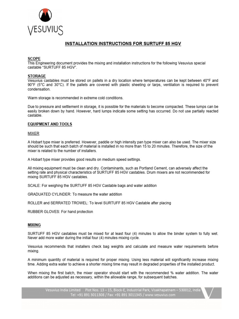 Sip - Surtuff 85 HGV | PDF
