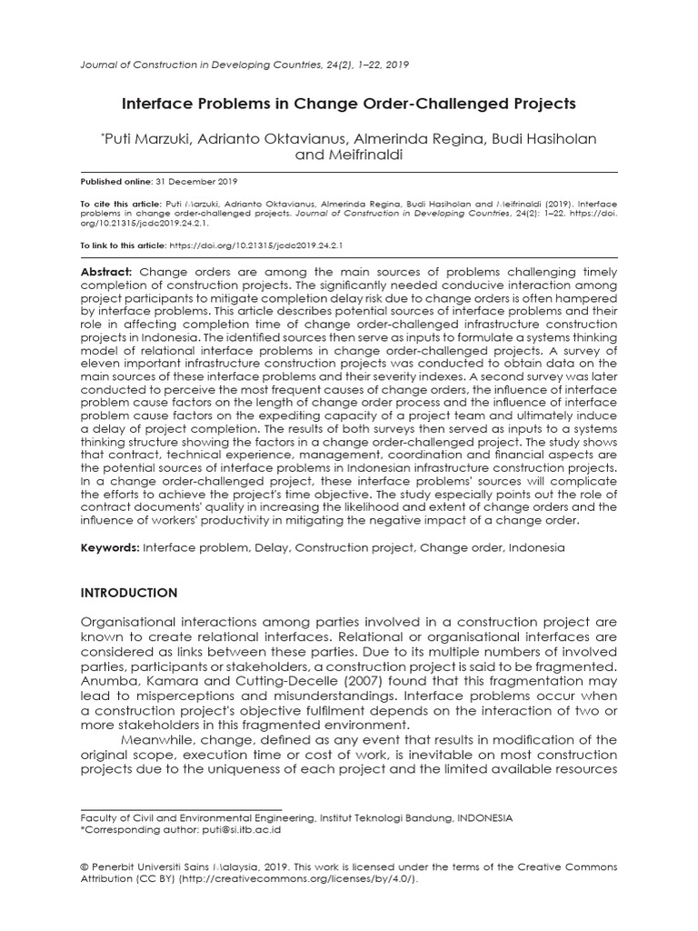 Interface Issues in Change Order Projects | PDF | Risk | Project Management