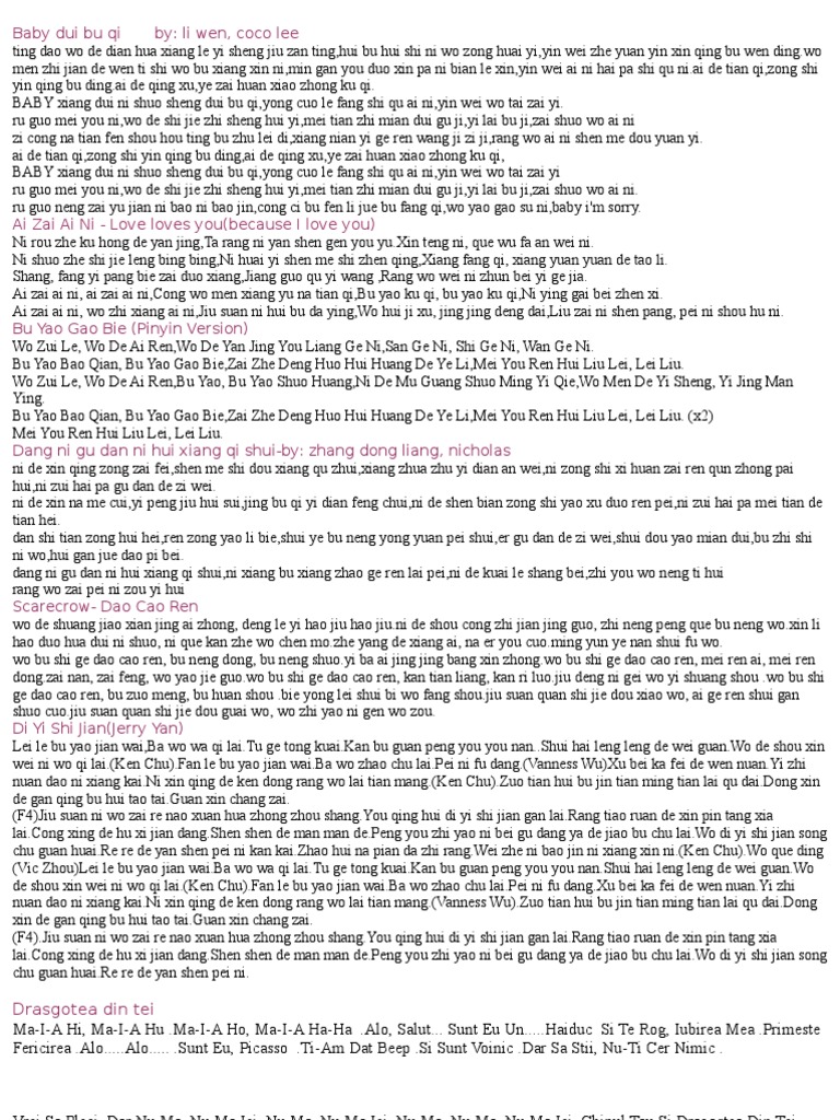 Love and Regret in Lyrics | PDF