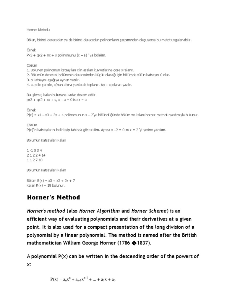 Horner Metodu | PDF