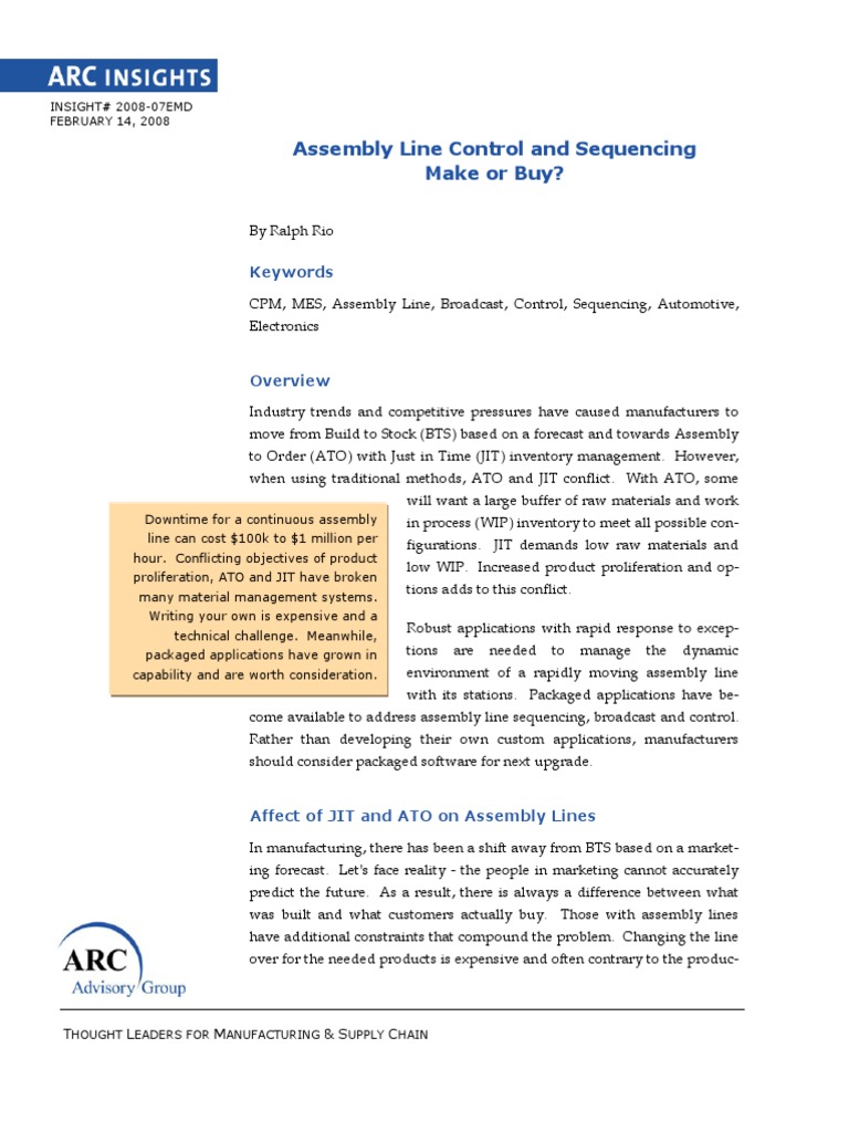 Assembly Control Sequencing WP | PDF | Operations Management | Inventory