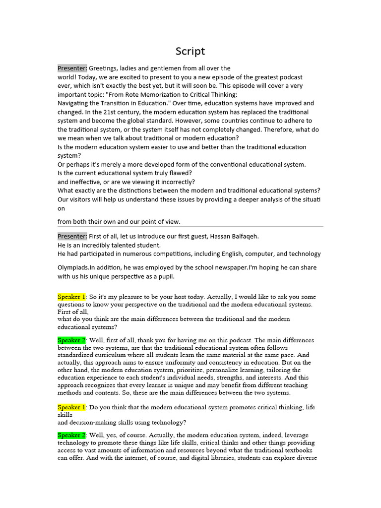 Scripts | PDF | Learning | Curriculum