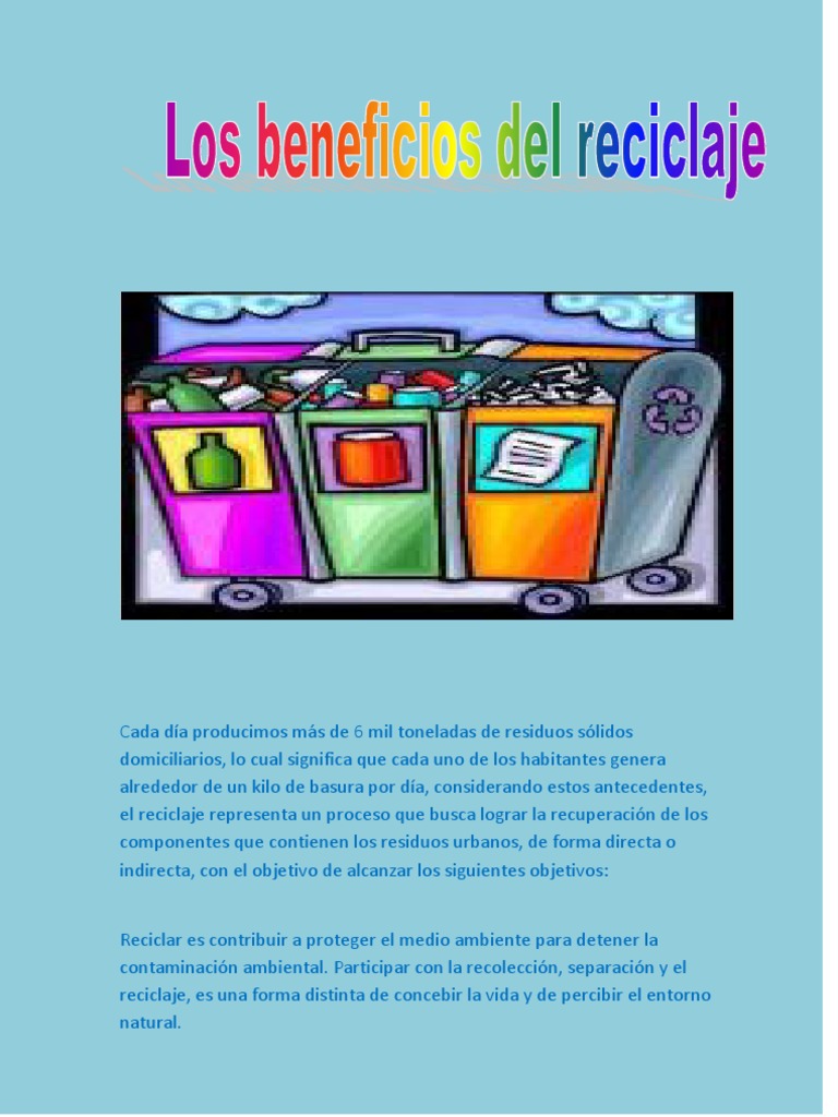 Beneficios del Reciclaje para el Medio Ambiente | PDF | Reciclaje ...