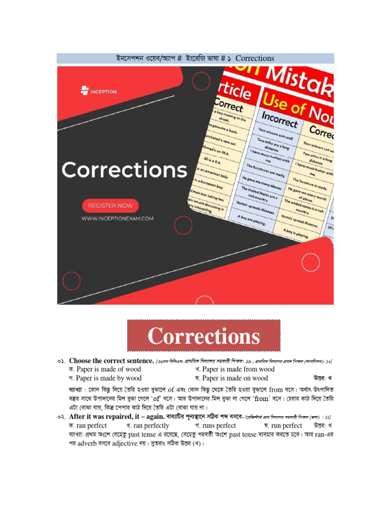 English Sentence Correction Guide | PDF | Grammatical Number | Plural