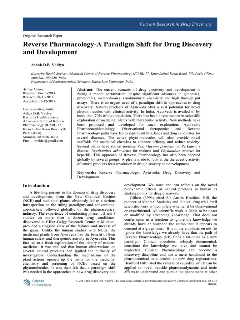 RP Reverse Pharmacology | PDF | Pharmacology | Drug Discovery